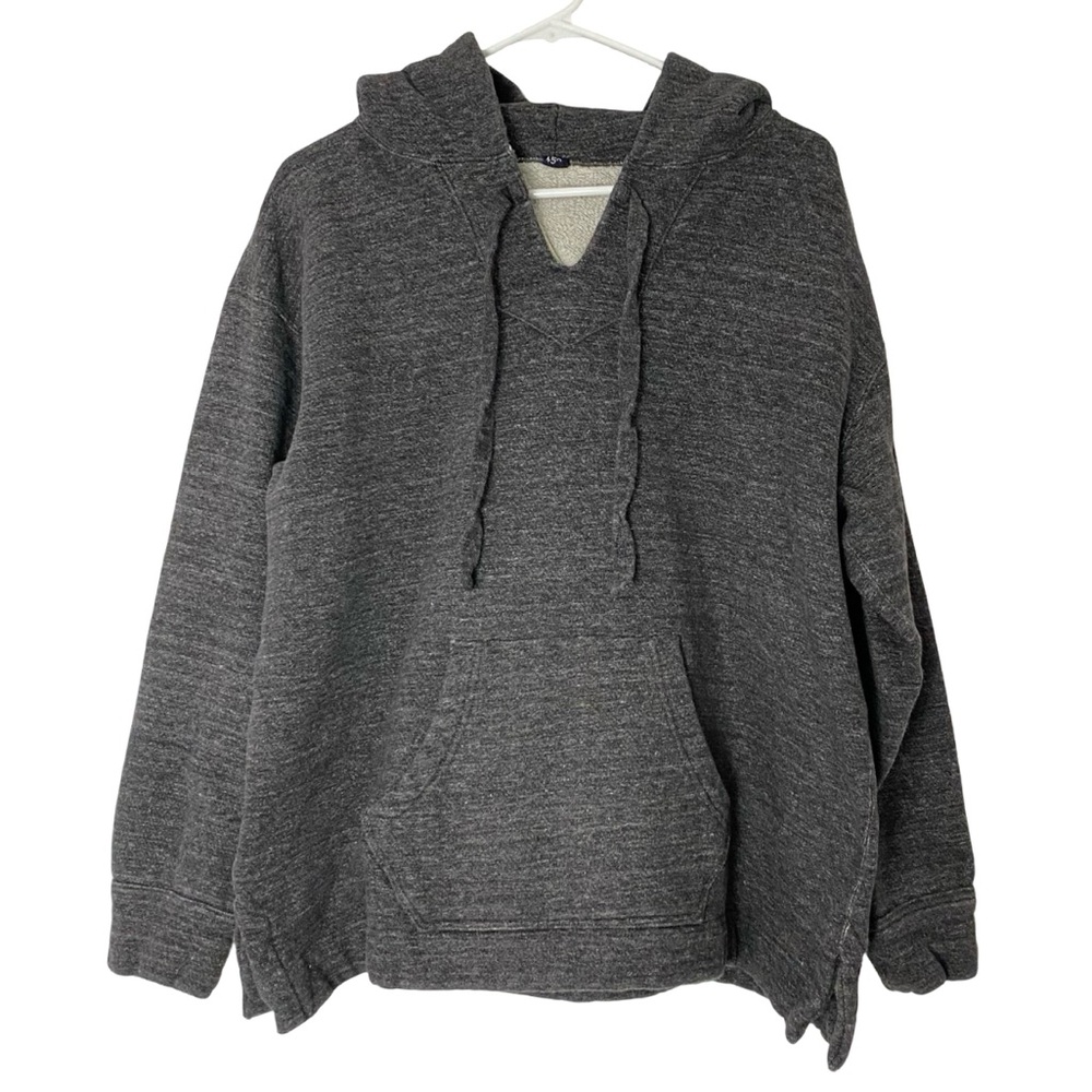 45Rpm Hoodie Sweatshirt Mens Size Medium Unisex 45R Gray Pullover Terry Cotton